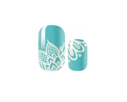 Blue and white lace - Dry Nail Polish - Long Wear Nail Wraps