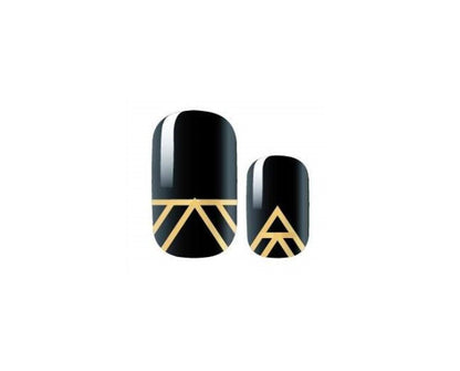 Geometric Black and Gold - Dry Nail Polish - Long Wear Nail Wraps - Nail Strips