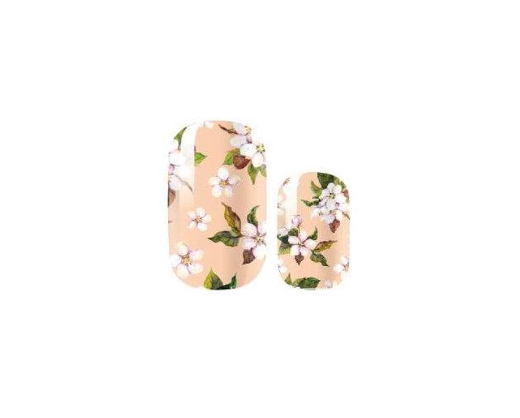 Peach Floral - Dry Nail Polish - Long Wear Nail Wraps