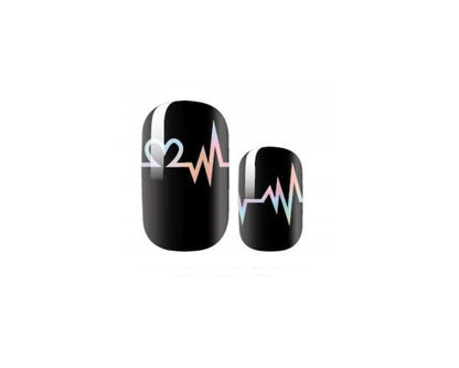 Black and Rainbow - Heartbeat - Dry Nail Polish - Long Wear Nail Wraps - Nail Strips