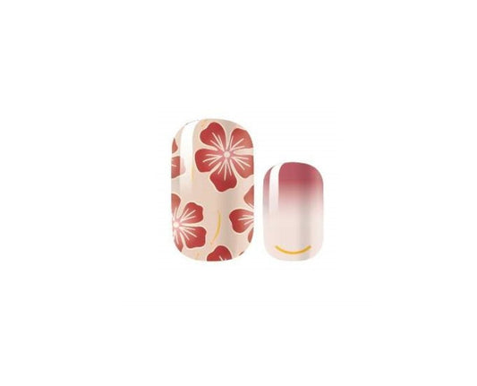 Pink and Red - Hawaiian - Dry Nail Polish - Long Wear Nail Wraps