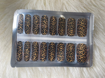 Leopard Print Nail Stickers - Black and Gold - Nail Wrap - Dry Nail Polish - Nail Wraps