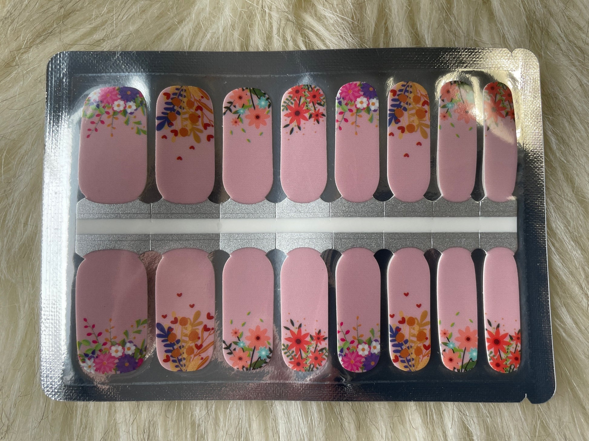 Spring - Pink Floral - Dry Nail Polish - Long Wear Nail Wraps