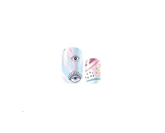 80s - Eyeballs - Pastel - Nail Wrap - Dry Nail Polish