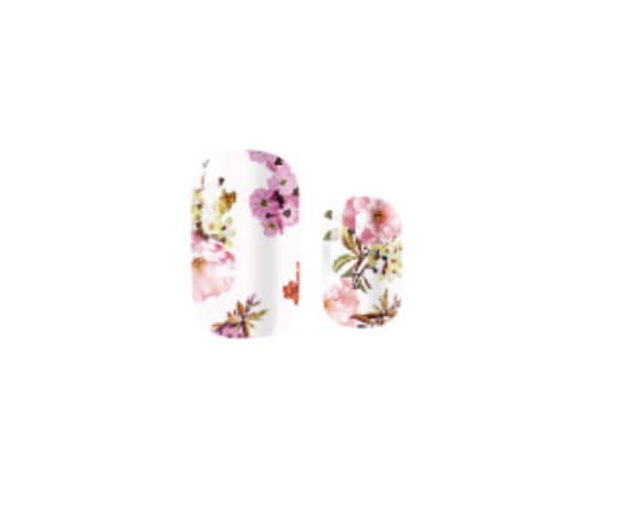 White and Pink - Floral - Dry Nail Polish - Long Wear Nail Wraps - Nail Polish