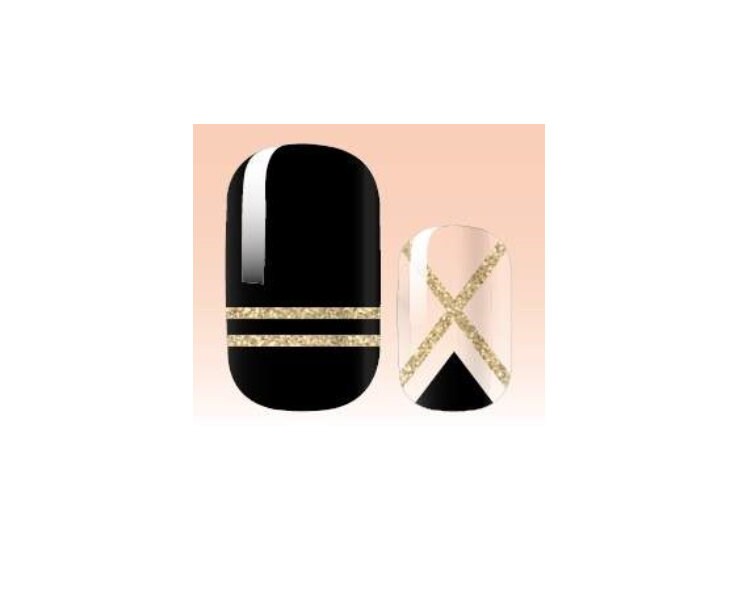 Transparent - Black and Gold - Dry Nail Polish - Long Wear Nail Wraps