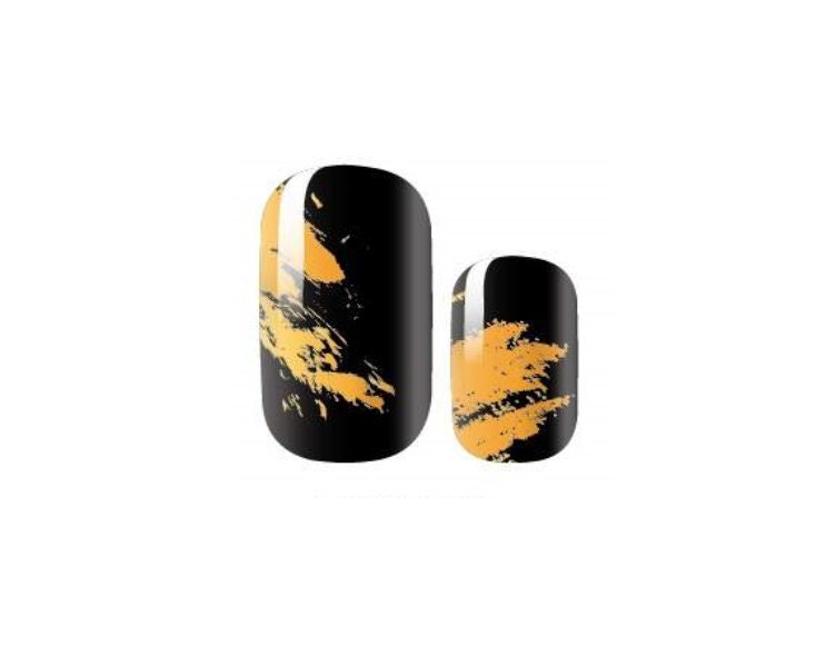 Nail Wraps - Abstract Black and Gold - Dry Nail Polish - Long Wear Nail Wraps - Nail Strips