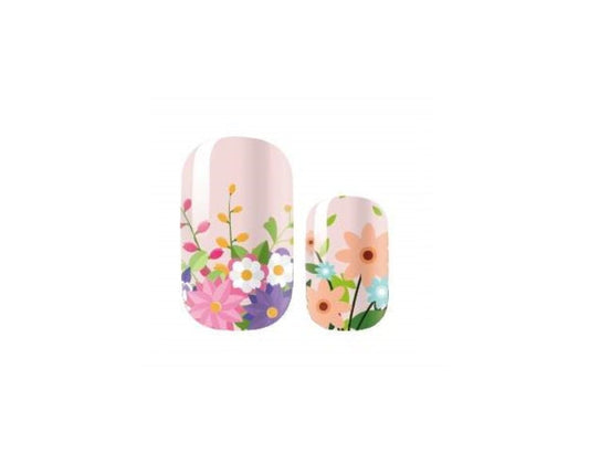 Spring - Pink Floral - Dry Nail Polish - Long Wear Nail Wraps