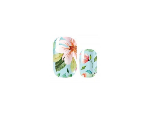 Blue Floral - Flowers - Nail Wrap - Dry Nail Polish