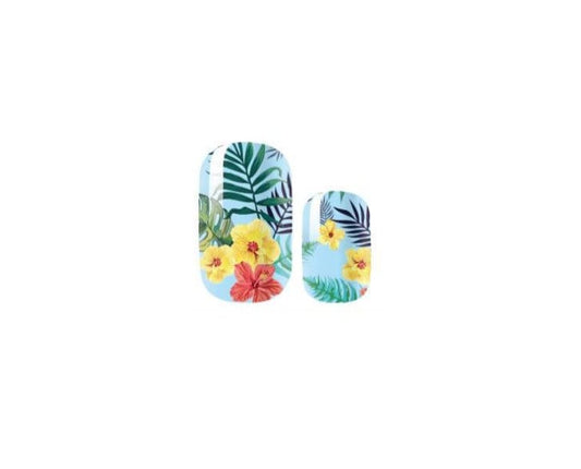 Tropical - Light Blue - Dry Nail Polish - Long Wear Nail Wraps