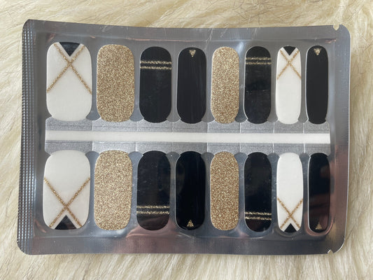 Transparent - Black and Gold - Dry Nail Polish - Long Wear Nail Wraps