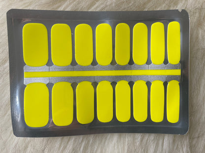 Lemon Yellow - Long Lasting Nail Wraps - Nail Strips - Dry Nail Polish