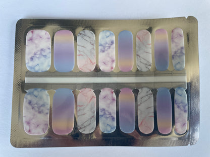 Rainbow Marble - Pastel - Dry Nail Polish - Long Wear Nail Wraps