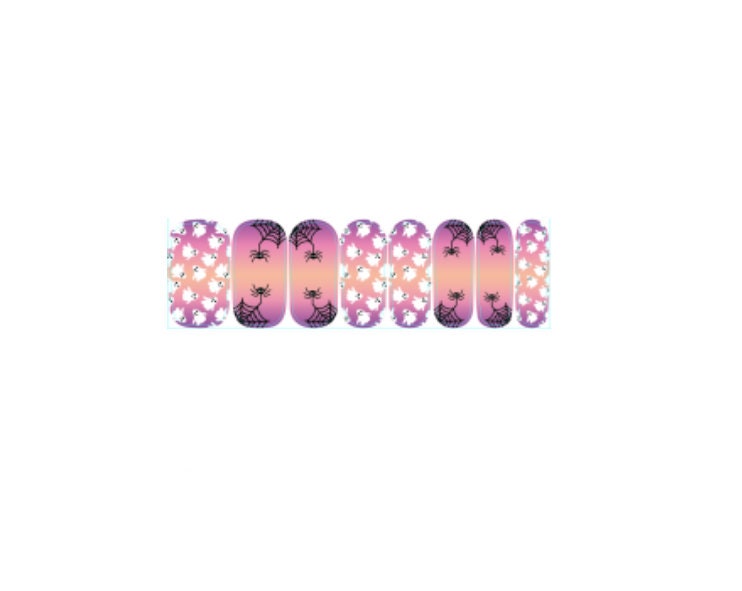 Ghosts and Spiders - Ombre - Nail Wrap - Nail Strip - Halloween