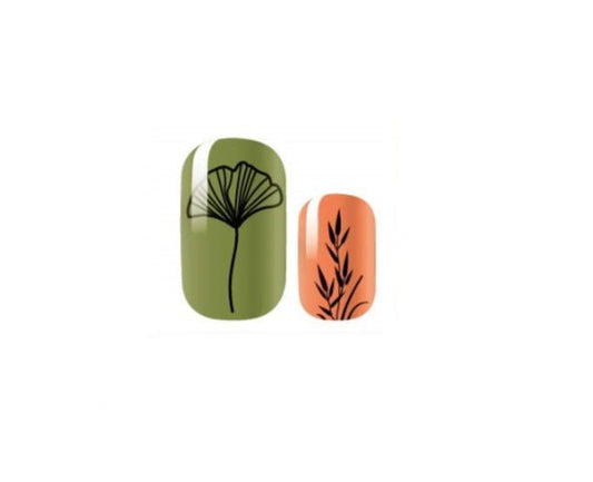 Line Art Botanical - Foliage - Nail Wrap - Dry Nail Polish - Nail Sticker