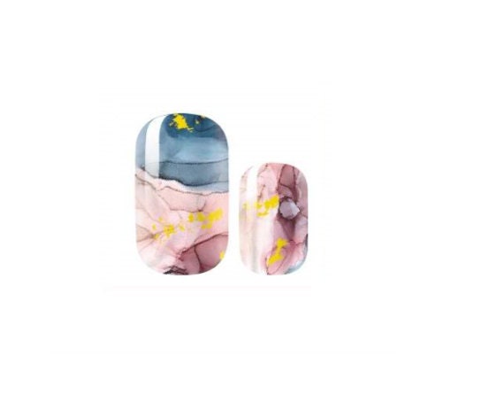 Abstract Watercolor - Pink Blue Yellow - Nail Wrap - Dry Nail Polish