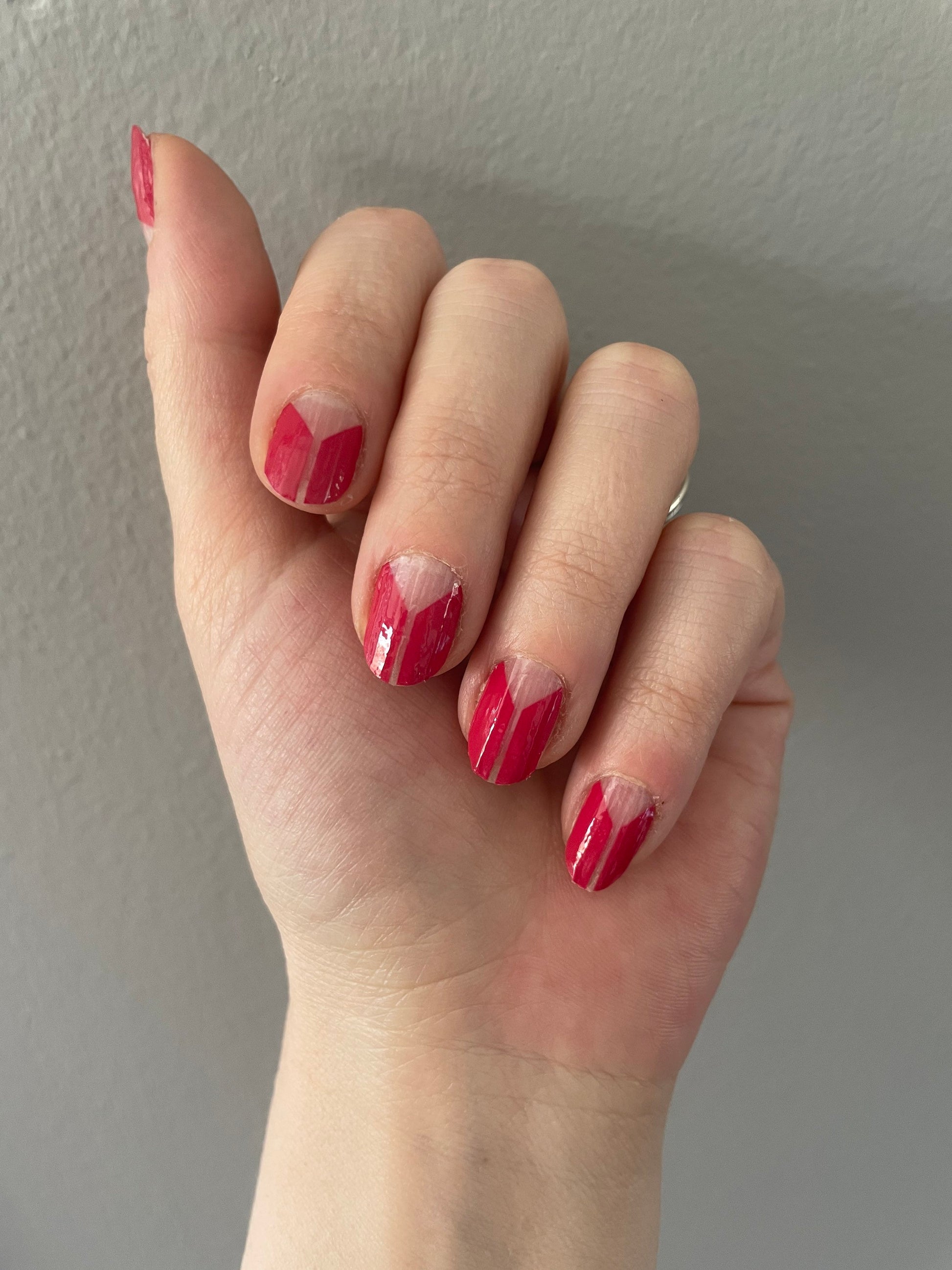 Transparent - Red - French Manicure - Dry Nail Polish - Long Wear Nail Wraps