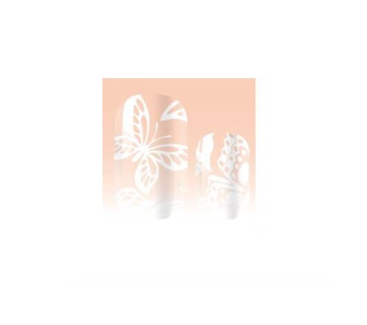 Transparent - White Butterfly -Nail Sticker - Nail Wrap