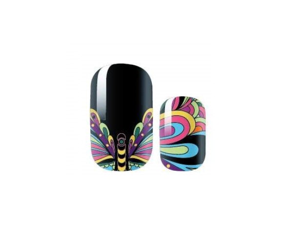 Butterflies - Black and Rainbow Butterfly - Long Lasting Nail Wraps - Nail Strips - Nail Stickers