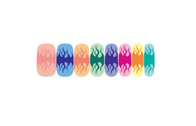 Flaming Rainbow - Pride - Dry Nail Polish - Long Wear Nail Wraps - Nail Strips