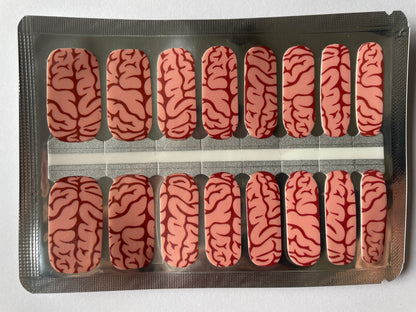 BRAINS! - Nail Wrap - Nail Strip - Halloween Nail Polish Wrap