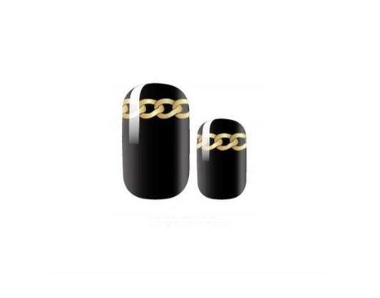 Nail Strips - Nail Decals - Nail Stickers - Nail Wraps - Black and Gold Chain