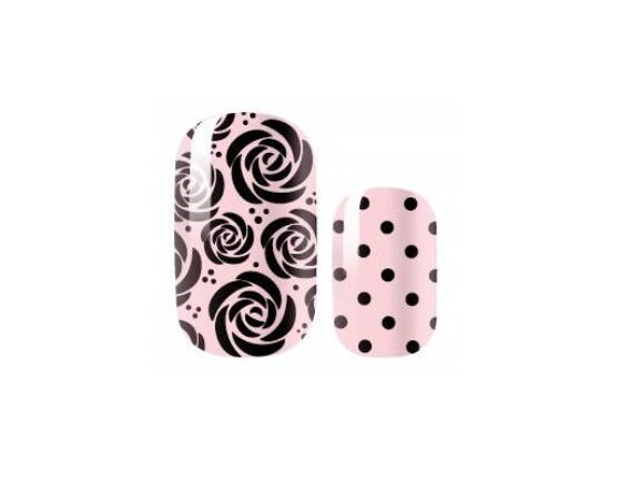 Nail Wraps - Nail Stickers - Nail Polish - Nail Strips - Nail Decals - Pink and Black Roses and Polka Dots