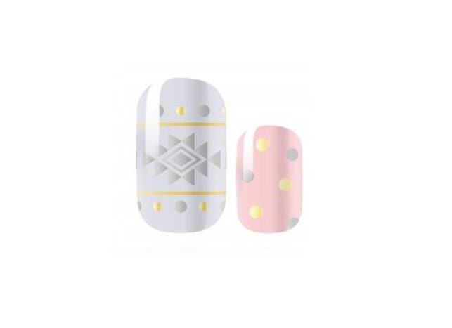 Nail Wraps - Nail Stickers - Nail Polish - Nail Strips - Nail Decals - Pink Gold and Grey Tribal Polka Dots