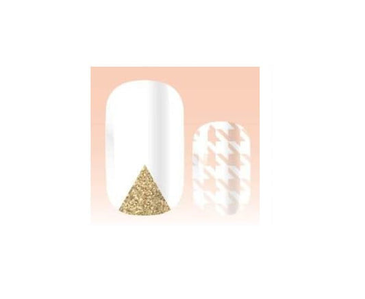 Nail Wraps - Nail Strips - Nail Decals - Nail Stickers - Transparent - Houndstooth - White and Gold