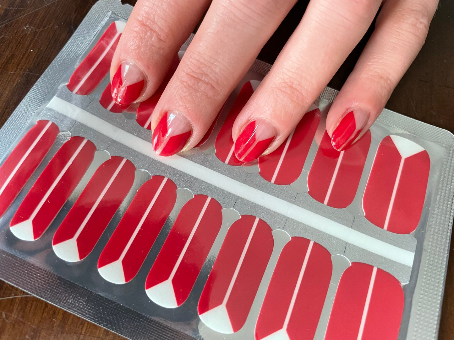 Transparent - Red - French Manicure - Dry Nail Polish - Long Wear Nail Wraps