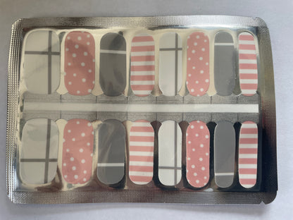 Nail Wraps - Nail Stickers - Nail Polish - Nail Strips - Nail Decals - Pink and Grey Stripes