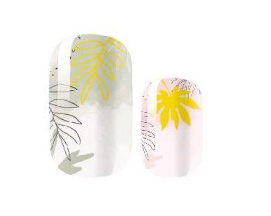 Nail Wraps - 100% Nail polish - Neutral Yellow Soft Botanical - Foliage - Nail Wrap - Dry Nail Polish - Nail Sticker