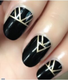 Geometric Black and Gold - Dry Nail Polish - Long Wear Nail Wraps - Nail Strips