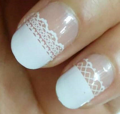 Transparent - Lace French Manicure - Dry Nail Polish - Long Wear Nail Wraps