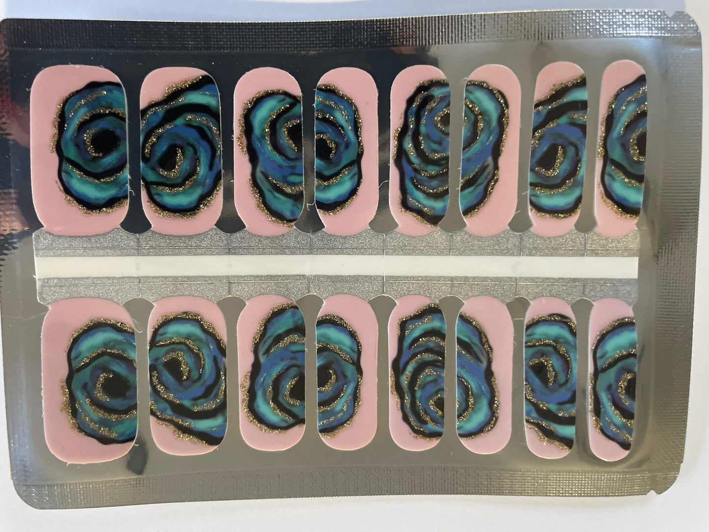 Nail Wraps - Nail Stickers - Nail Polish - Nail Strips - Nail Decals - Pink and Blue Roses