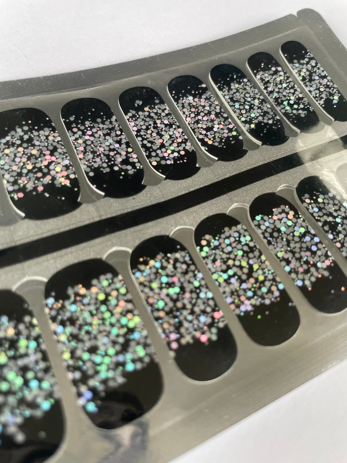 Nail Strips - Nail Decals - Nail Stickers - Nail Wraps - Black and Silver Glitter