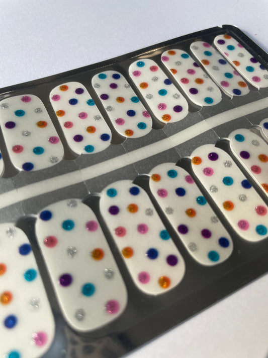 Transparent Colorful Large Polka Dot - Rainbow Nail Wrap - Nail Sticker - Nail Decal - Nail Polish Strips