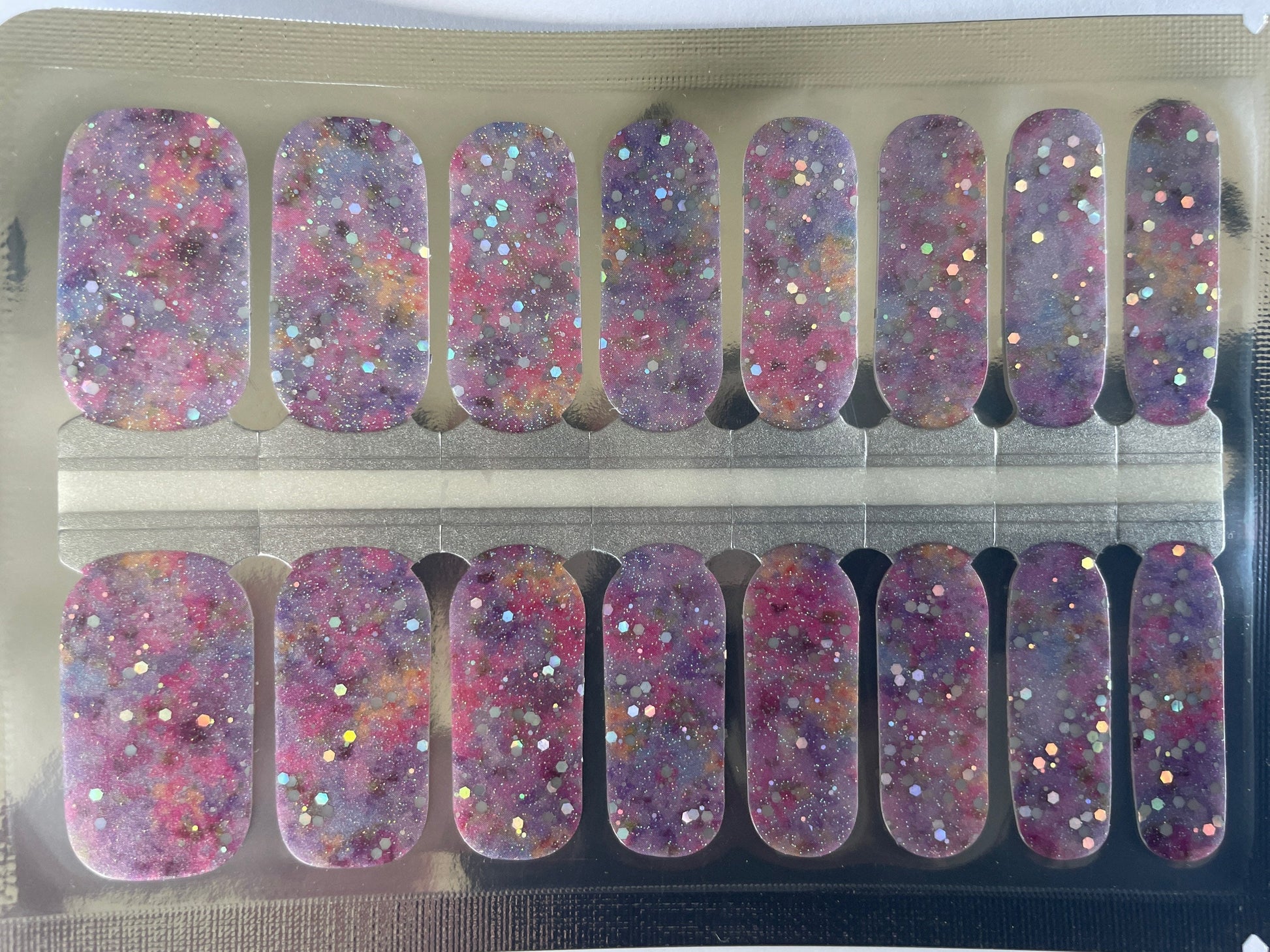 Birthday Cake Glitter Nail Wrap - Pink and purple - Pastel - Dry Nail Polish - Long Wear Nail Wraps