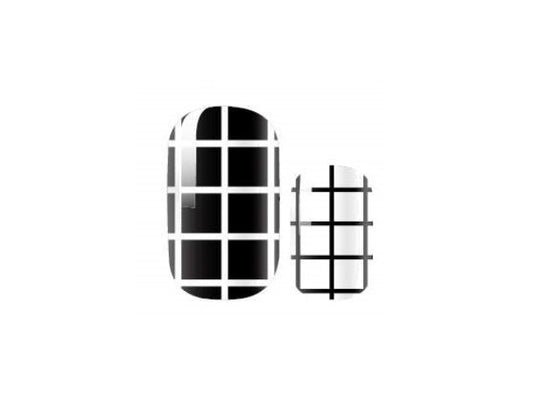 Black and White - Line art- Grid Pattern - Nail Wrap - nail sticker