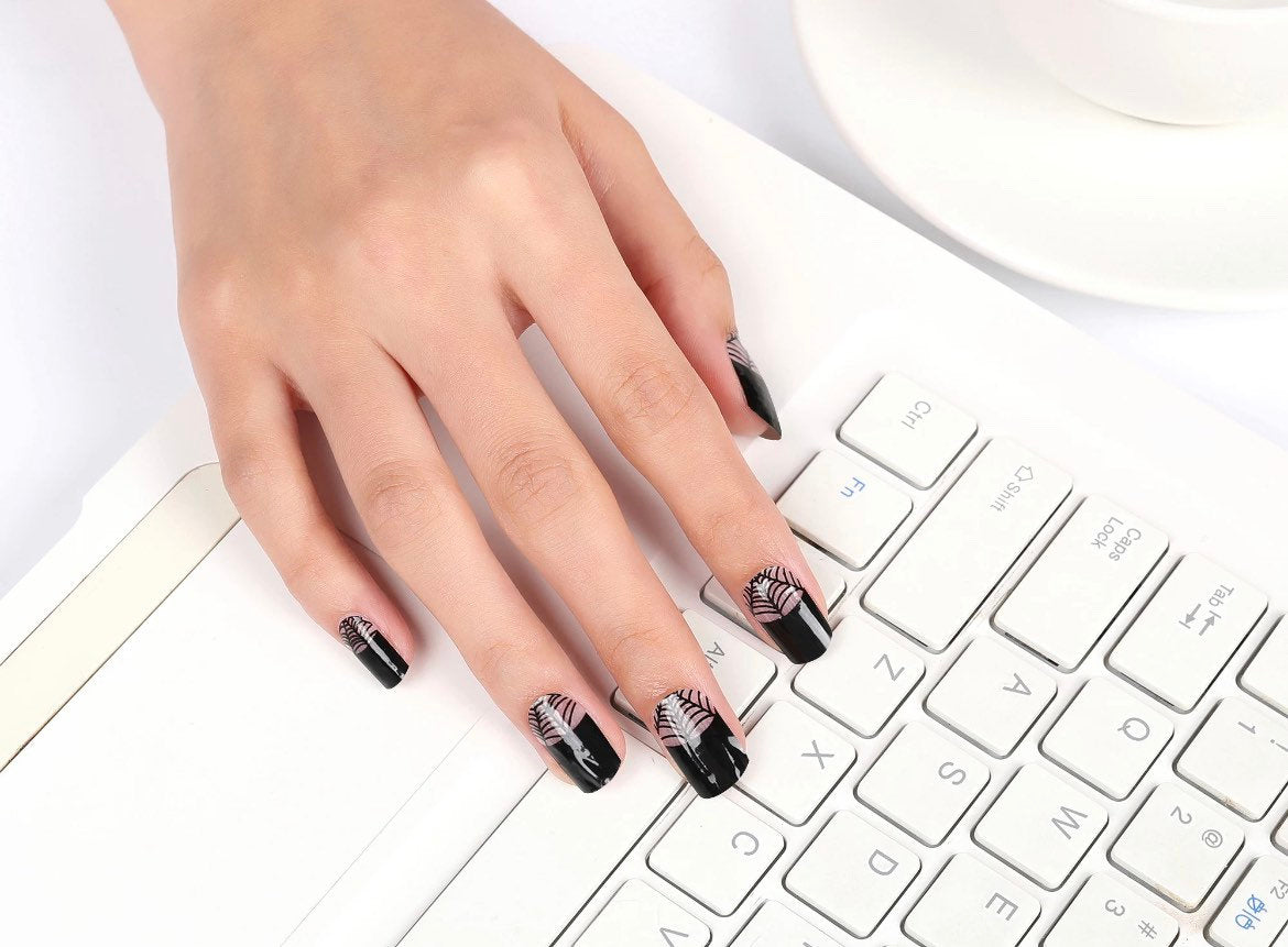 Halloween Nail Wraps - Nail Stickers - 100% Nail Polish - Nail Decals -Spider Web French Manicure