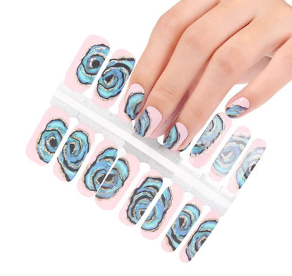 Nail Wraps - Nail Stickers - Nail Polish - Nail Strips - Nail Decals - Pink and Blue Roses