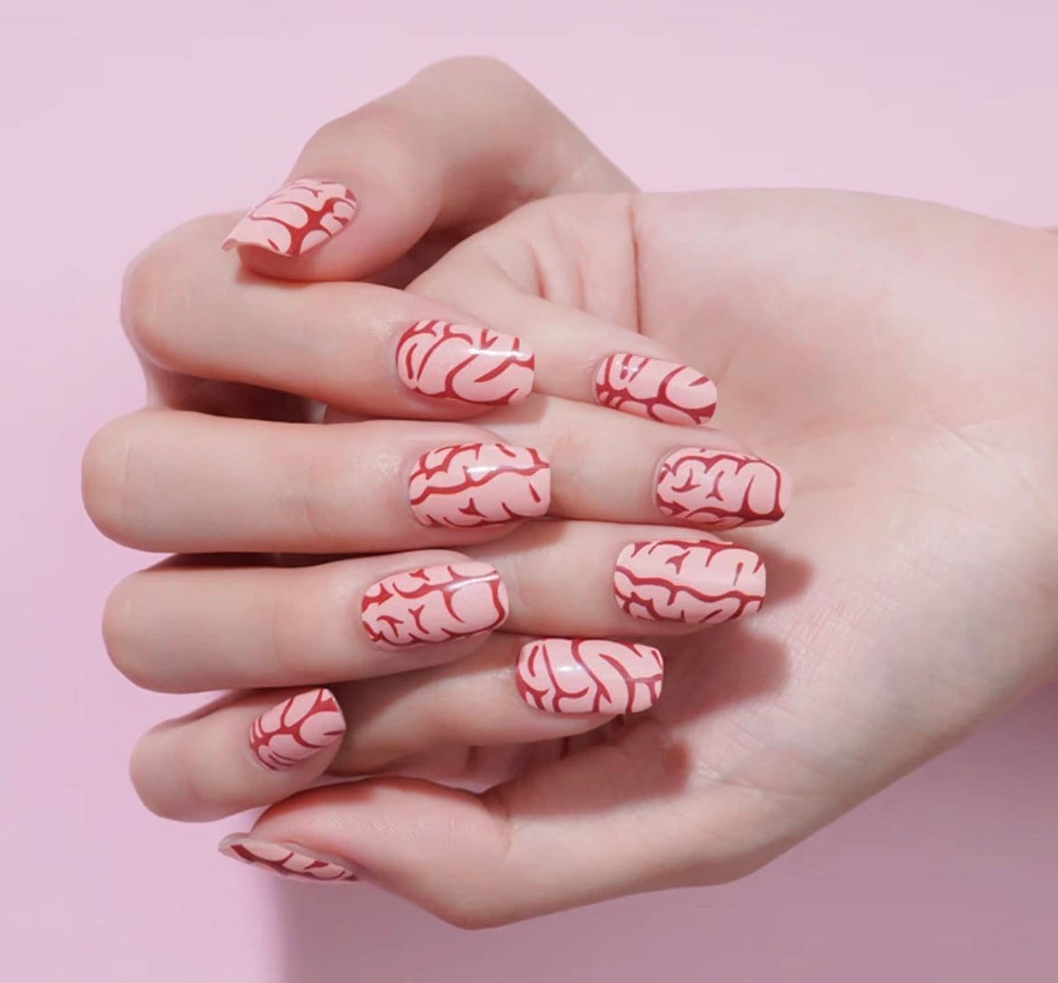 BRAINS! - Nail Wrap - Nail Strip - Halloween Nail Polish Wrap