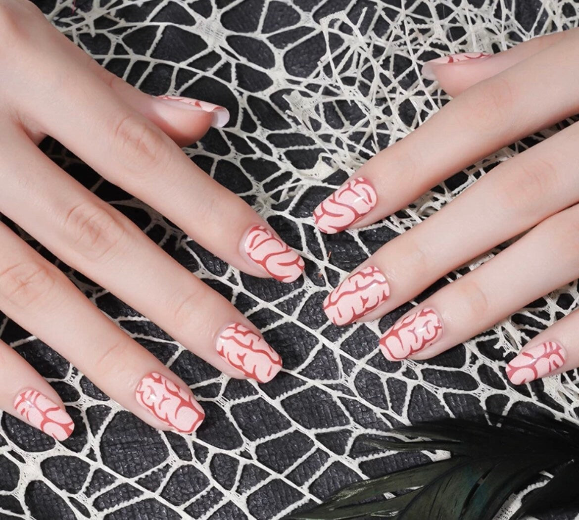 BRAINS! - Nail Wrap - Nail Strip - Halloween Nail Polish Wrap