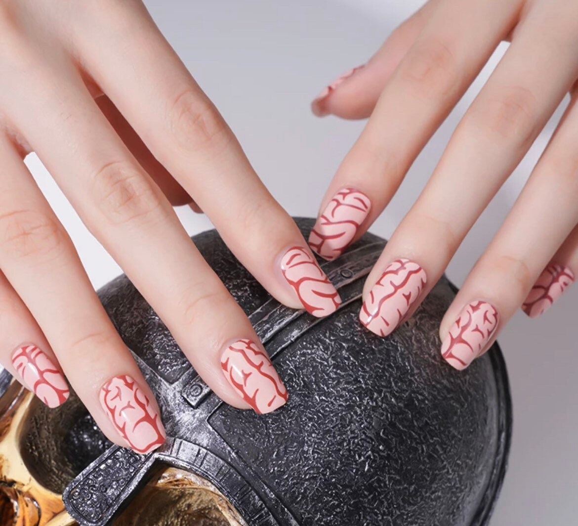 BRAINS! - Nail Wrap - Nail Strip - Halloween Nail Polish Wrap