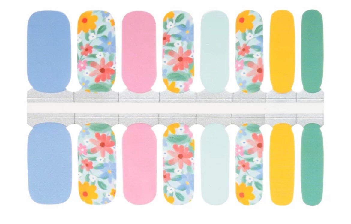 Flowers and solid colors - Easter - Dry Nail Polish - Long Wear Nail Wraps