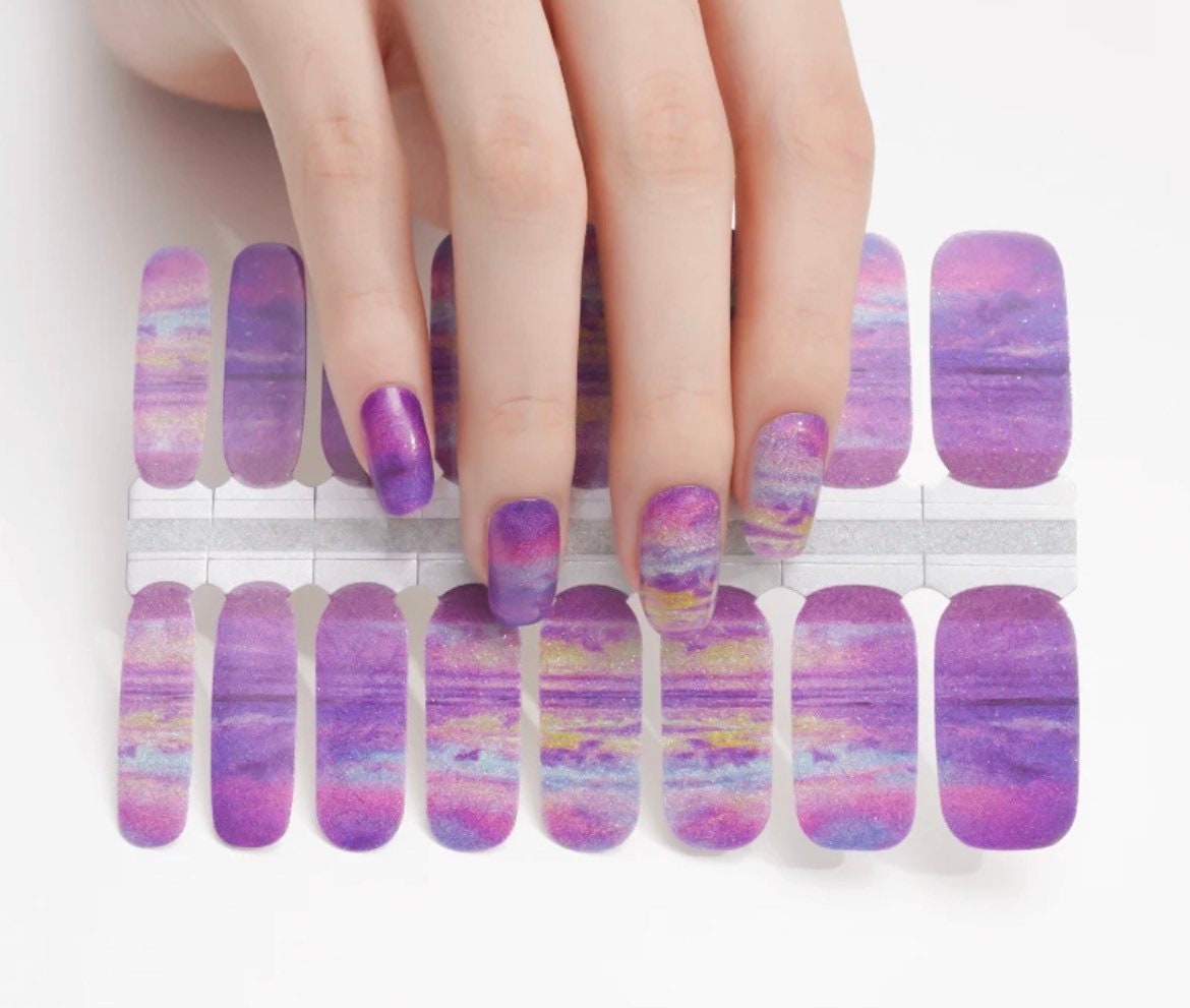 Glitter- Beautiful Sunset - Dry Nail Polish - Long Wear Nail Wraps - Nail Strips