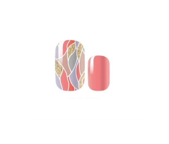 Nail Wraps - Nail Strips - Nail Decals - Nail Polish - Pink Purple and Gold Geometric