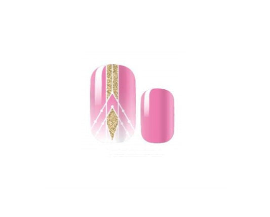 Nail Wraps - Nail Strips - Nail Decals - Nail Polish - Pink white and Gold Geometric