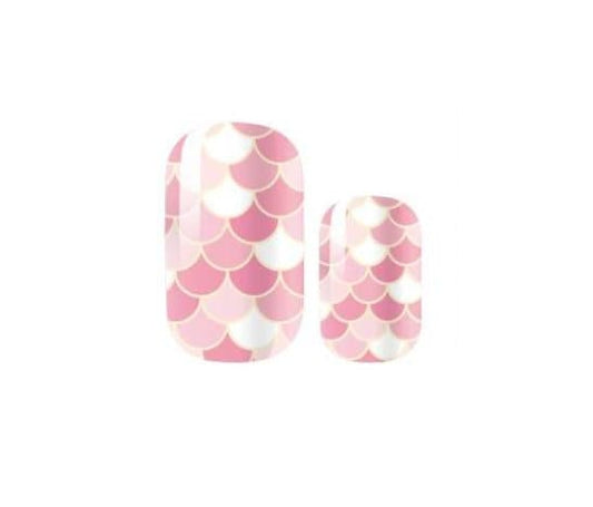 Nail Wraps - Nail Stickers - Nail Strips - Nail Decals - Pink White and Gold Scales - Mermaid Nail Wraps