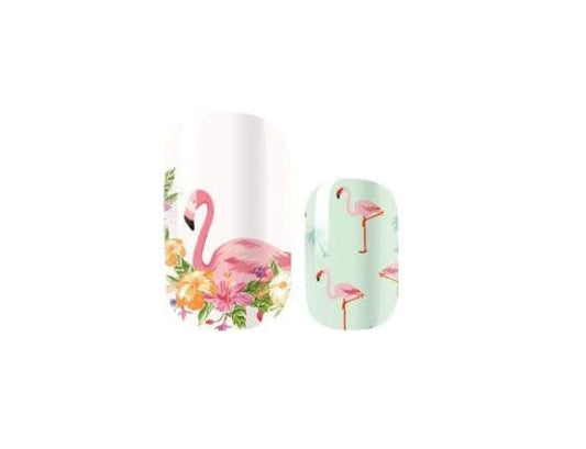 Nail Wraps - 100% Nail Polish - Nail Stickers - Nail Decals - Tropical Flamingo Nail Wraps